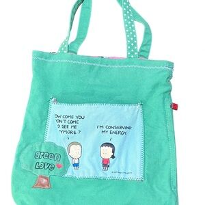 Green love Tote Bag from angry little girls